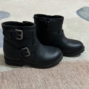 Old Navy Black Kids Ankle Boots with Buckle Detail